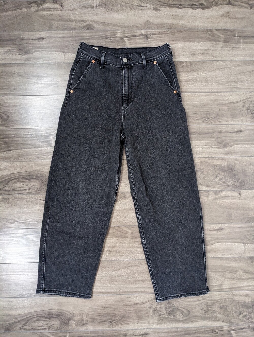 Levi's Engineered Women's Balloon Leg Jeans Size W27 L26 Washed Black